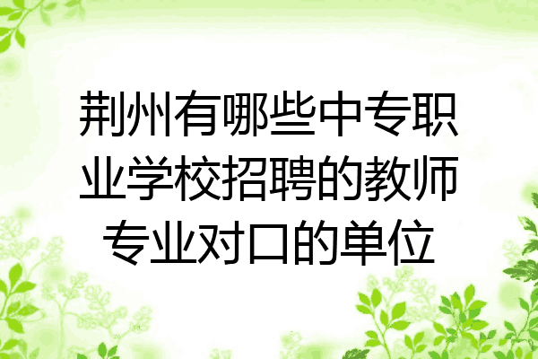 荆州有哪些中专职业学校招聘的教师专业对口的单位