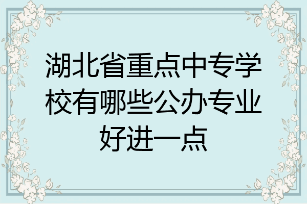 湖北省重点中专学校有哪些公办专业好进一点
