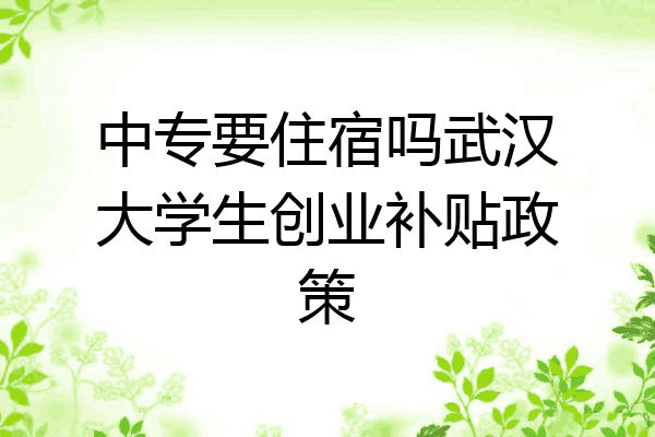 中专要住宿吗武汉大学生创业补贴政策