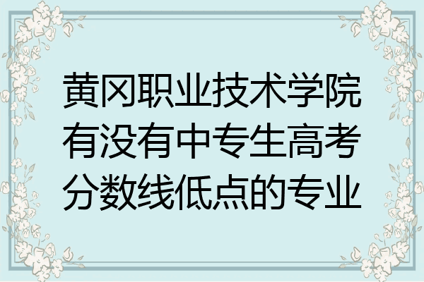 黄冈职业技术学院有没有中专生高考分数线低点的专业
