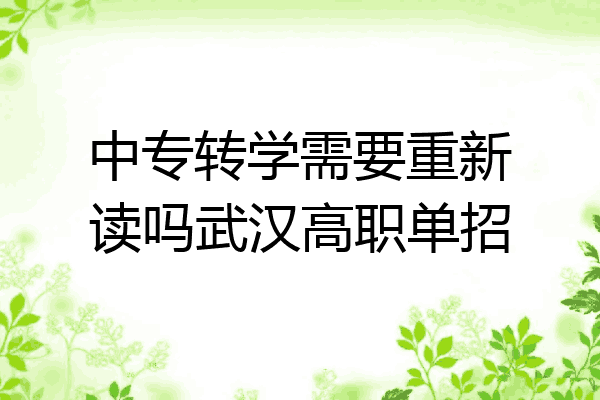 中专转学需要重新读吗武汉高职单招