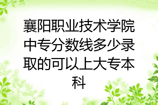 襄阳职业技术学院中专分数线多少录取的可以上大专本科