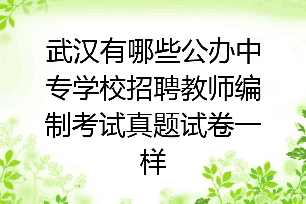 武汉有哪些公办中专学校招聘教师编制考试真题试卷一样