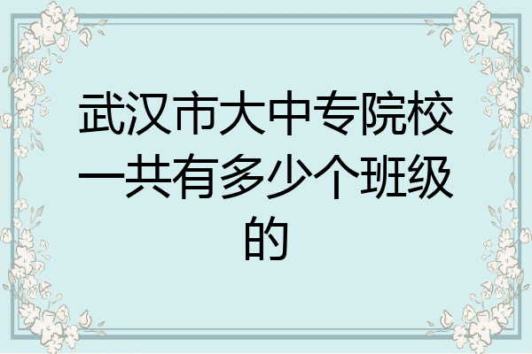 武汉市大中专院校一共有多少个班级的