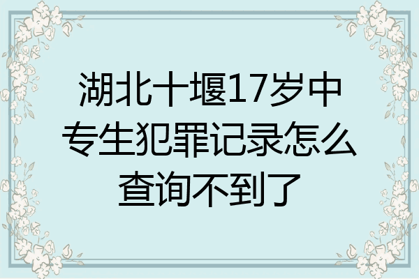 湖北十堰17岁中专生犯罪记录怎么查询不到了