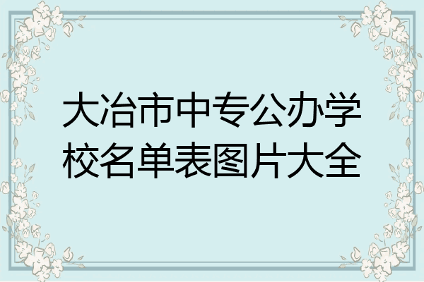大冶市中专公办学校名单表图片大全