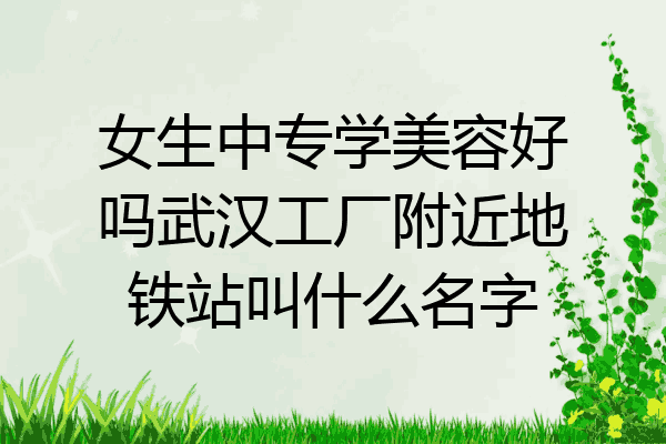 女生中专学美容好吗武汉工厂附近地铁站叫什么名字