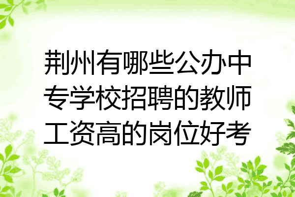荆州有哪些公办中专学校招聘的教师工资高的岗位好考