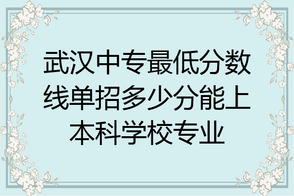 武汉中专最低分数线单招多少分能上本科学校专业