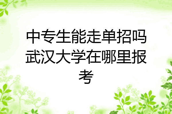 中专生能走单招吗武汉大学在哪里报考