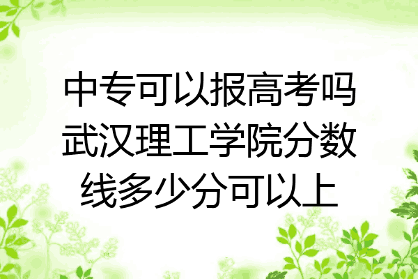 中专可以报高考吗武汉理工学院分数线多少分可以上