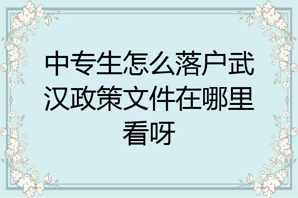 中专生怎么落户武汉政策文件在哪里看呀