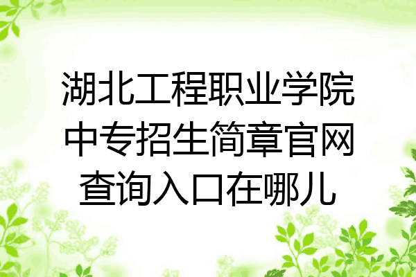 湖北工程职业学院中专招生简章官网查询入口在哪儿