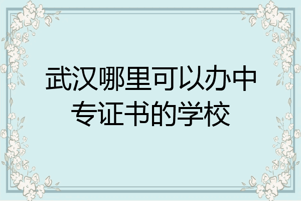 武汉哪里可以办中专证书的学校