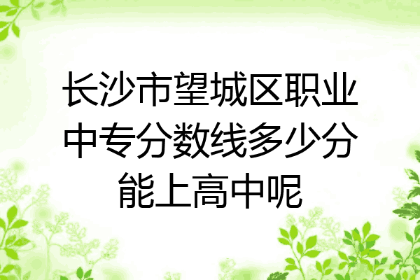 长沙市望城区职业中专分数线多少分能上高中呢