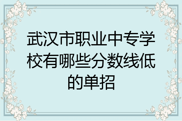 武汉市职业中专学校有哪些分数线低的单招