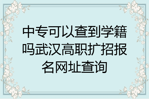 中专可以查到学籍吗武汉高职扩招报名网址查询