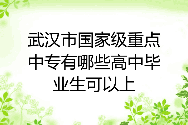 武汉市国家级重点中专有哪些高中毕业生可以上