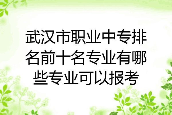 武汉市职业中专排名前十名专业有哪些专业可以报考