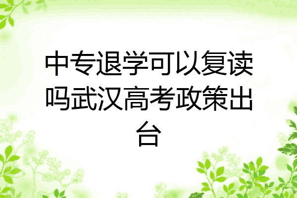 中专退学可以复读吗武汉高考政策出台