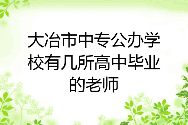 大冶市中专公办学校有几所高中毕业的老师