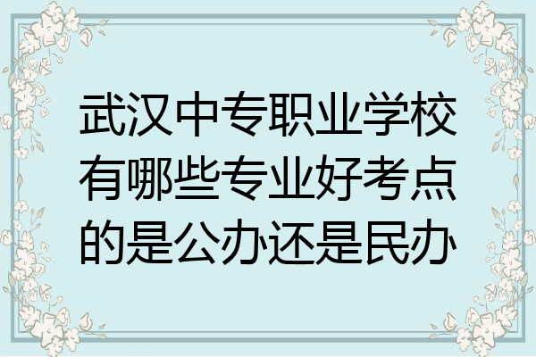 武汉中专职业学校有哪些专业好考点的是公办还是民办