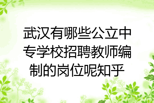 武汉有哪些公立中专学校招聘教师编制的岗位呢知乎