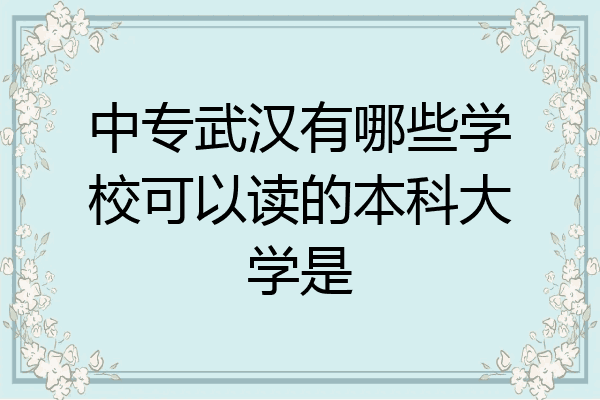 中专武汉有哪些学校可以读的本科大学是