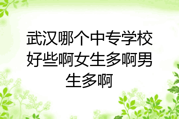 武汉哪个中专学校好些啊女生多啊男生多啊