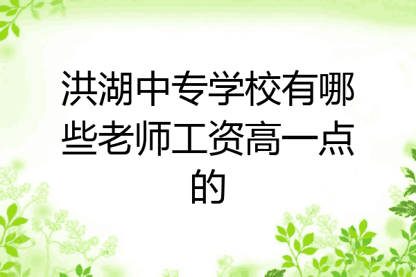 洪湖中专学校有哪些老师工资高一点的