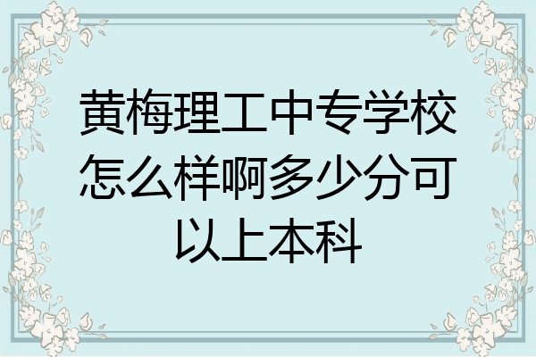 黄梅理工中专学校怎么样啊多少分可以上本科