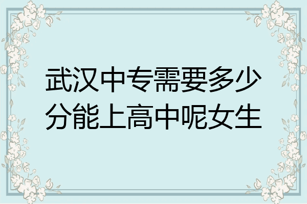 武汉中专需要多少分能上高中呢女生