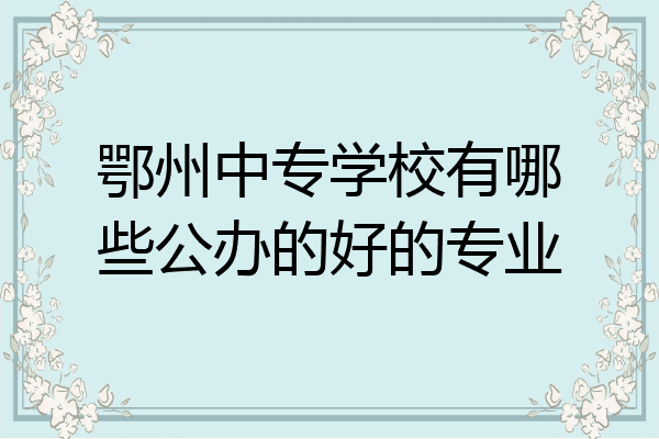鄂州中专学校有哪些公办的好的专业