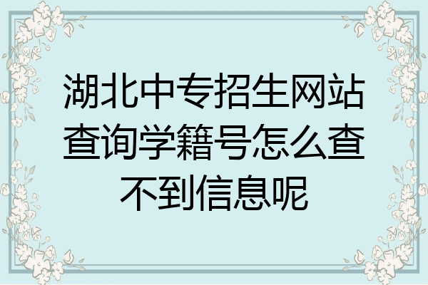 湖北中专招生网站查询学籍号怎么查不到信息呢