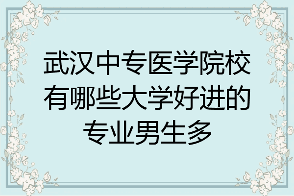 武汉中专医学院校有哪些大学好进的专业男生多