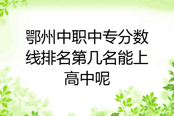 鄂州中职中专分数线排名第几名能上高中呢