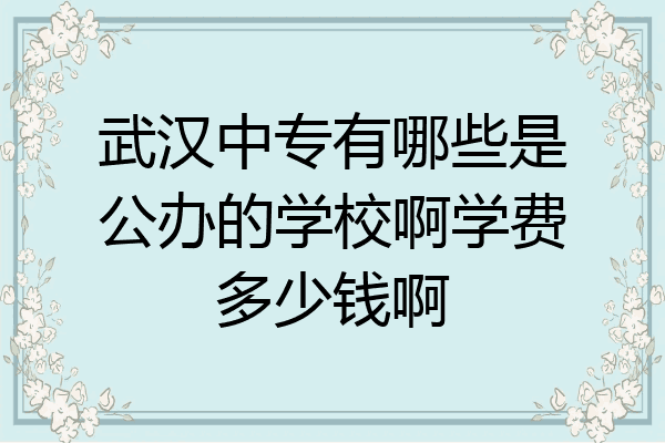 武汉中专有哪些是公办的学校啊学费多少钱啊