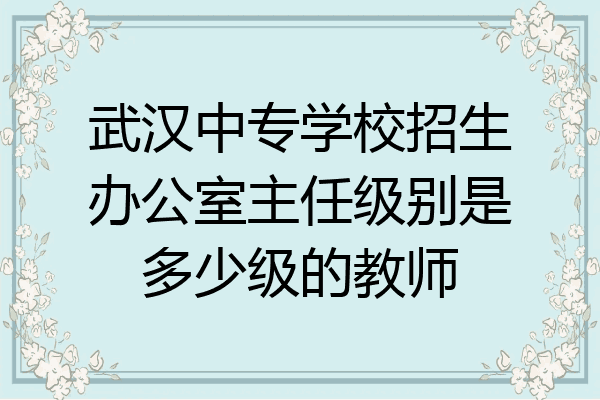 武汉中专学校招生办公室主任级别是多少级的教师