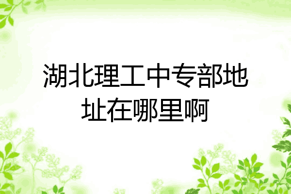 湖北理工中专部地址在哪里啊