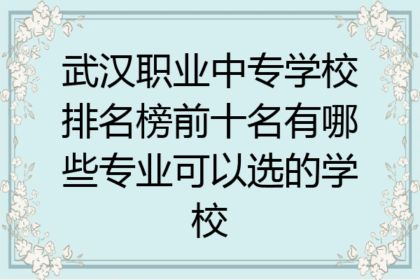 武汉职业中专学校排名榜前十名有哪些专业可以选的学校