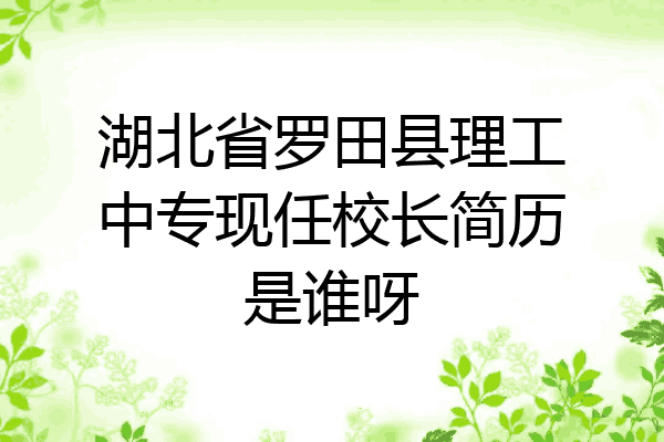 湖北省罗田县理工中专现任校长简历是谁呀