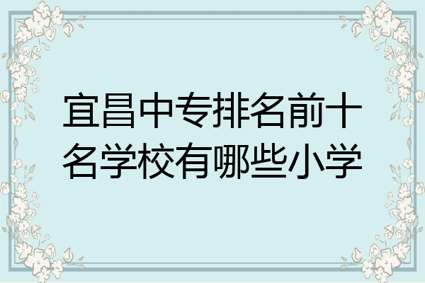 宜昌中专排名前十名学校有哪些小学