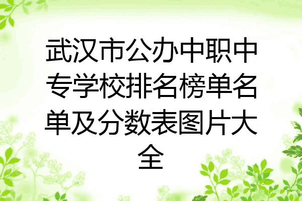 武汉市公办中职中专学校排名榜单名单及分数表图片大全