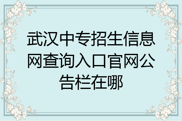 武汉中专招生信息网查询入口官网公告栏在哪