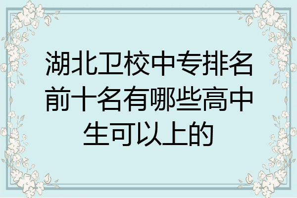 湖北卫校中专排名前十名有哪些高中生可以上的