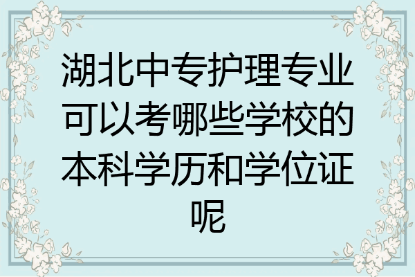 湖北中专护理专业可以考哪些学校的本科学历和学位证呢