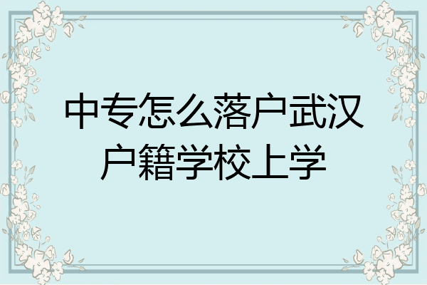 中专怎么落户武汉户籍学校上学