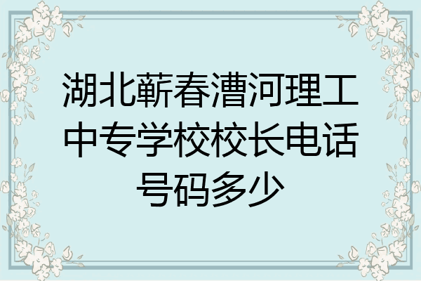 湖北蕲春漕河理工中专学校校长电话号码多少