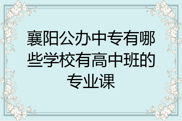 襄阳公办中专有哪些学校有高中班的专业课