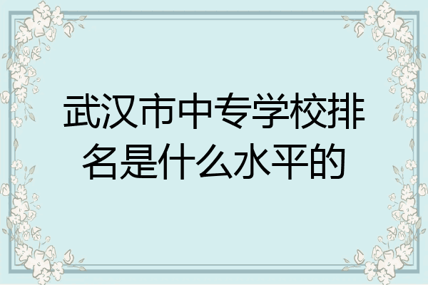 武汉市中专学校排名是什么水平的